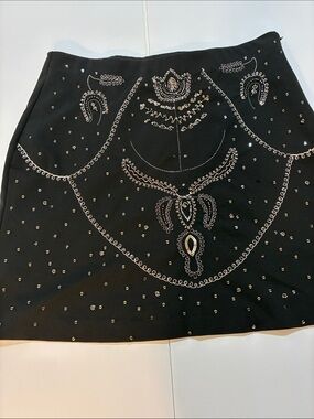 BCBG Black Mini Skirt with Gold-Tone Beading